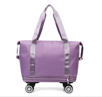 Expandable tote bag with removable wheels 