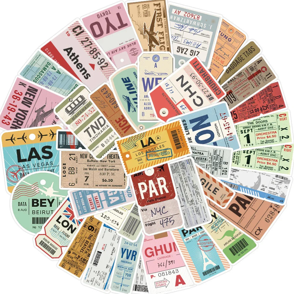 Vintage Boarding Pass Stickers