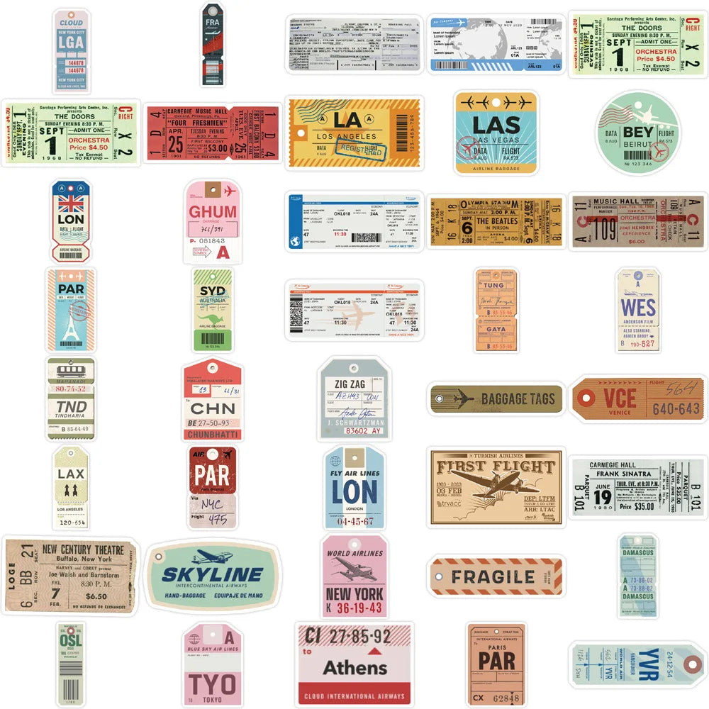 Vintage Boarding Pass Stickers