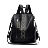 A black anti-theft backpack with adjustable straps, hidden pockets, and a sleek design. 