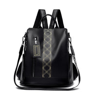 A black anti-theft backpack with adjustable straps, hidden pockets, and a sleek design. 