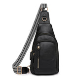 black retro cross body bag with textured strap