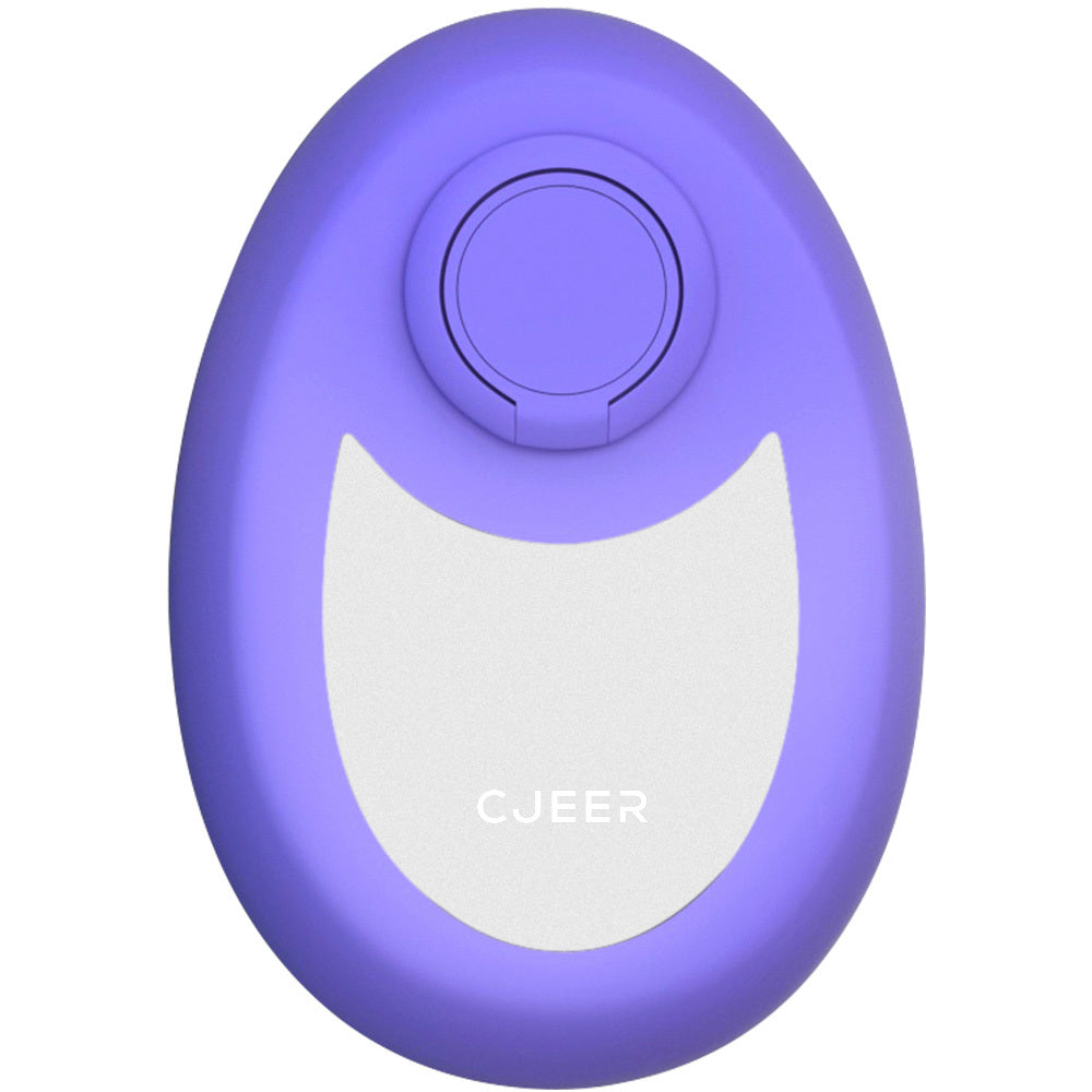 Crystal smooth skin hair remover with nano-glass surface in purple, compact handheld hair removal tool with ergonomic finger ring, shown in a clean minimalist setting.