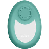 Crystal smooth skin hair remover with nano-glass surface in teal, compact handheld hair removal tool with ergonomic finger ring, shown in a clean minimalist setting.