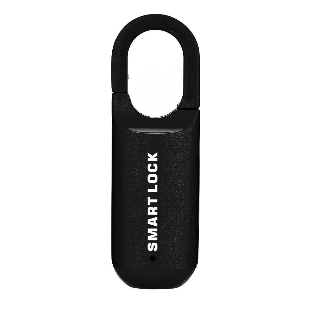 Black smart fingerprint lock with 'SMART LOCK' branding on a white background